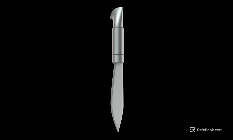 Silver Metal Weapon Knife With Sharp Blade And Simple Handle Design 3d model 