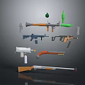 Various 3D Weapon Models Including Assault Rifles Pistols Rocket Launchers And Grenades