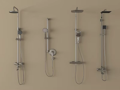 Stainless Steel Shower Heads With Different Styles For Bathroom Wall Mounting 3d model