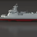 Modern Warship Featuring Gray Hull Red Bottom Hull Number 818 And Radar Antenna On Superstructure
