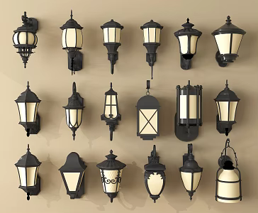 European style wall lamp courtyard wall lamp outdoor wall lamp landscape lamp 3d model