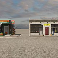 Shopping Mall Pizza Pasta Shop And Fast Food Outlet With Red White Striped Awning Glass Front