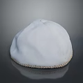 Lightweight White Dome Shaped Daily Use Hat With Braided Edge Design 3d model