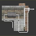 Detailed Architectural Building Model with Pipeline System Water Tank and Roof Structure