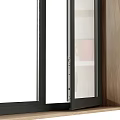 Casement Windows With Various Designs Wooden Frames And Black Metal Glass Panels