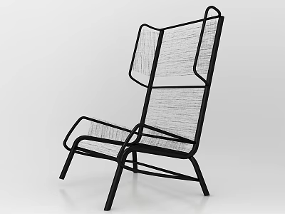 Modern Leisure Chair with Black Frame Mesh Design and Sleek Lines 3d model