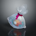 Transparent Gift Bag With Pink Ribbon Orange Small Item And Colorful Stars