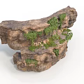 Modern Rock Landscape Decor With Green Plants And Mossy Stone Surfaces