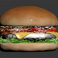 Delicious Hamburger With Golden Bun Fresh Lettuce Tomato Slices And Melted Cheese
