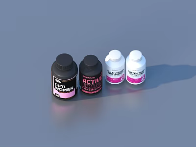 ARCTIM Nutrition Supplement Bottles Four Different Colored Containers for Daily Use 3d model