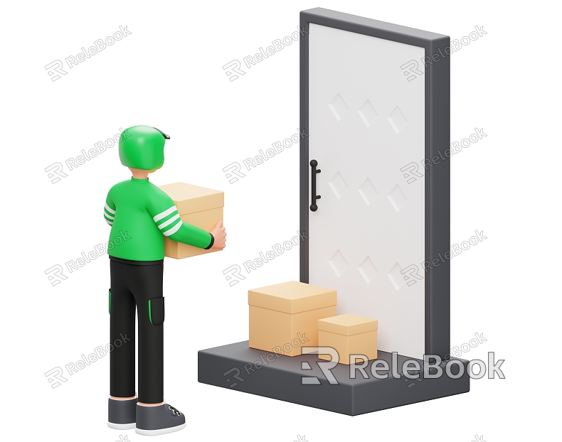 Courier delivery scene cartoon scene model