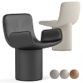 Modern Single Chair In Black And Beige Leather Fabric With Cylindrical Base And Armrests Design