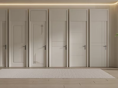 Modern Hinged Doors Display With Different Panel Styles And White Interior Design 3d model