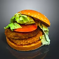Juicy Double Patty Burger With Sesame Seed Bun Fresh Lettuce And Tomato Slice