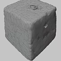 Ancient Weathered Stone Block With Rustic Surface And Top Metal Ring 3d model