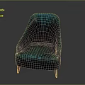 Modern Blue Tufted Armchair With Red Legs And Soft Upholstery Design