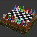 Classic Chessboard With Black And White Pieces On Wooden Decorative Frame