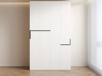 Minimalist White Wardrobe With Smooth Panel Doors And Modern Design In Home Interior 3d model