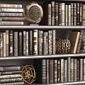 Organized Hardcover Books And Magazines On Wooden Bookshelf With Decorative Items