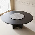 Modern Round Dining Table With Black Tabletop Marble Centerpiece And X Shaped Base 3d model
