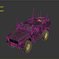 Military Vehicle With Camouflage Paint Off-Road Tires Roof Antennas And Tactical Design