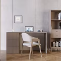 Modern Desk and Chair Combination Floor Bookcase Computer Headset Book Desk Leisure Chair 3d model