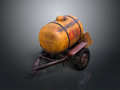 Industrial Equipment Yellow Oil Tank Trailer With Red Lettering BREND And Wheels 3d model