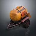 Industrial Equipment Yellow Oil Tank Trailer With Red Lettering BREND And Wheels