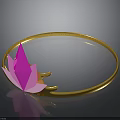 Golden Bangle With Pink Lotus Decoration And Shiny Circular Frame