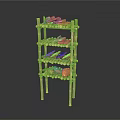 Bamboo Multi Tier Shelf With Various Items For Storage And 3d model