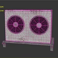 Industrial Air Conditioner Outdoor Unit With Dual Fans And Striped Casing On Metal Pallet