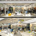 Modern Clothing Store Interior With Bright Lighting And Multiple Display Areas 3d model