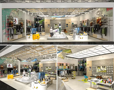 Modern clothing store fashion clothing store store store display clothes shoes store store store 3d model