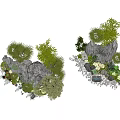 Rockery Stones Decorated With Lush Green Plants In Garden Landscape Design