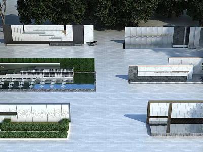 Modern Landscape Wall Design Featuring Stone Panels Metal Frames Green Plants And Outdoor Layout 3d model