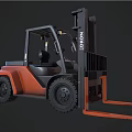 Dekon Orange And Black Industrial Forklift With Cab And Lifting Forks