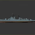 Modern Warship with Light Blue Hull Brown Bottom Detailed Upper Structure and Radar Systems