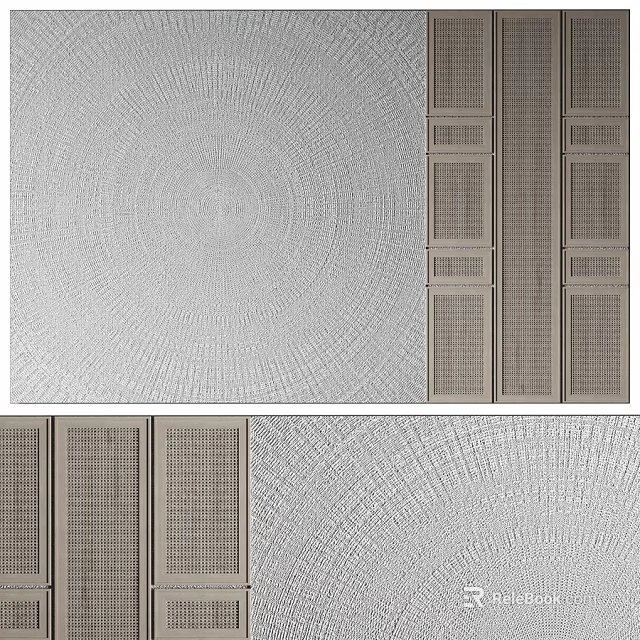 Modern Elegant Wall Decor With Circular Textured Patterns And Grille Panels 3d model 