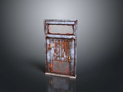 Old Door Wooden Rusty Metal Broken Window Retro Ancient Door Ancient Door Chinese Door 3d model