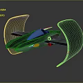 Futuristic Aircraft Design With Black Curved Wings And Blue Cockpit Lights