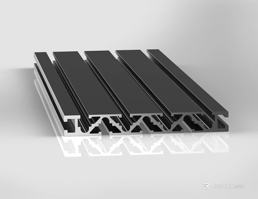 Black Metal Industrial Pipes With Parallel Arrangement And Structural Supports 3d model 