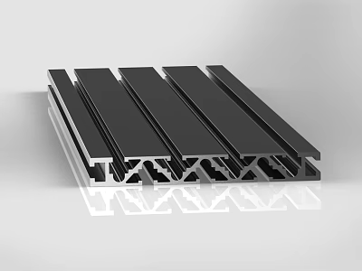 Black Metal Industrial Pipes With Parallel Arrangement And Structural Supports 3d model