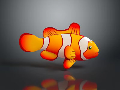 Beautiful Vibrant Orange and White Striped Clownfish Marine Aquatic Animal 3d model