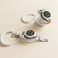 Digital Clocks With Coiled White Straps And Round Dial Design 3d model