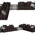 Brown Leather Sectional Sofa With L Shaped Design And Decorative Pillows 3d model