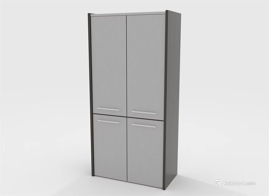 Modern Gray Four Door Storage Cabinet With Functional Design For Home Use 3d model 