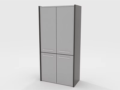 Modern Gray Four Door Storage Cabinet With Functional Design For Home Use 3d model