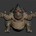 Fantasy Mythical Creature with Green Red Skin Open Mouth Sharp Teeth Claws Detailed 3D Sculpture