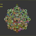 Golden Decorative Mandala Ornament With Intricate Filigree Pattern And Double Heart Center