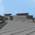 Ancient City Wall Architecture With Traditional Watchtowers Stone Square And Wooden Floors